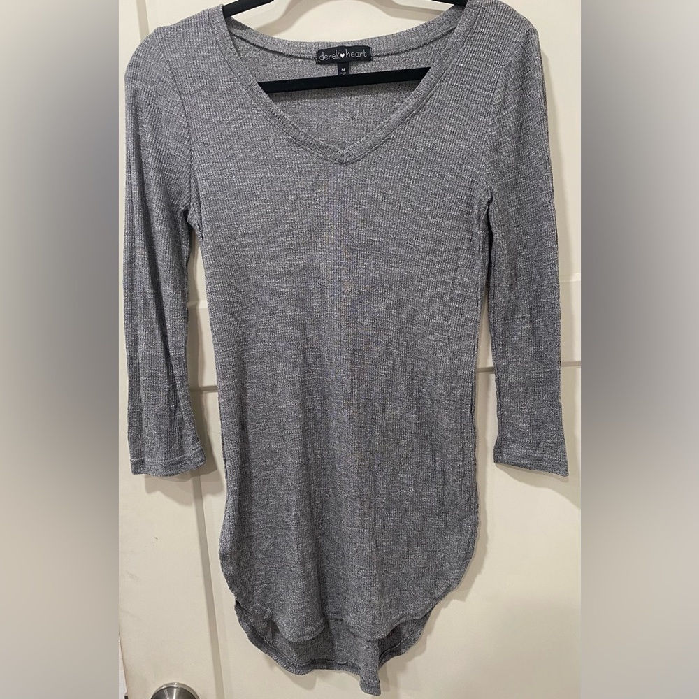 FINAL PRICE 💚EUC Derek Heart womens gray high low 3/4 sleeve top size M